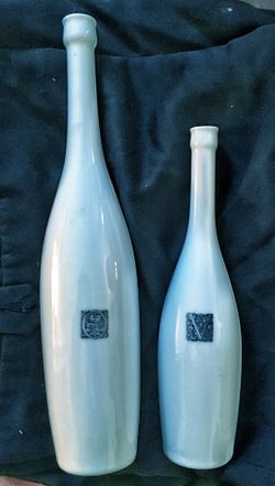 LAGARDO tacket Tackett super tall mid century signed white oil and vinegar porcelain bottles