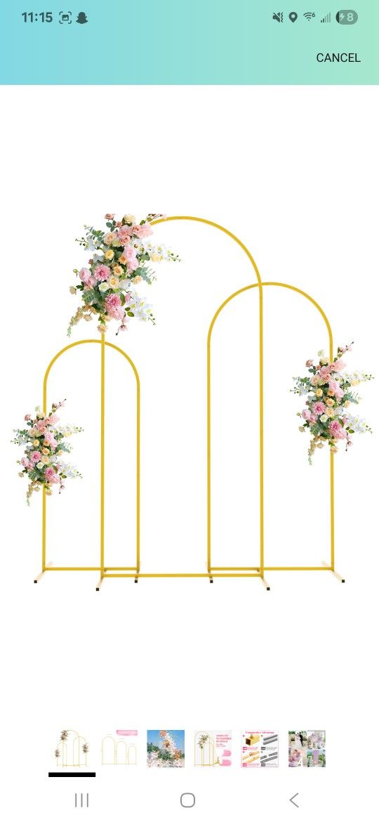 Wokceer Wedding Arch Backdrop Stand 6FT, 5FT, 4FT Set of 3 Gold Metal Arch Stand for Wedding Ceremony Baby Shower Birthday Party Decor