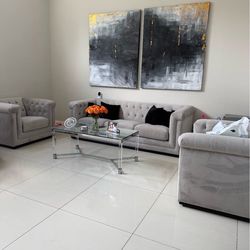 Gray soft sofa set
