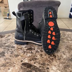 Milwaukee Leather 9095W Men's Classic Black ‘WIDE Width’ Lace-Up Logger Boots