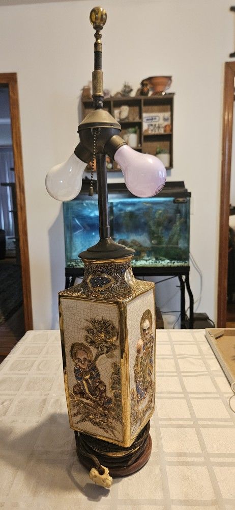 Vintage 20th Century Satsuma Lamp 