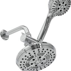 Wassern Rainfall Shower Head with Handheld Shower Combo Set 6-Setting, High Pressure Multi Function Rain Shower, 3 way Diverter, 6.7 inch & 4.4 inch F