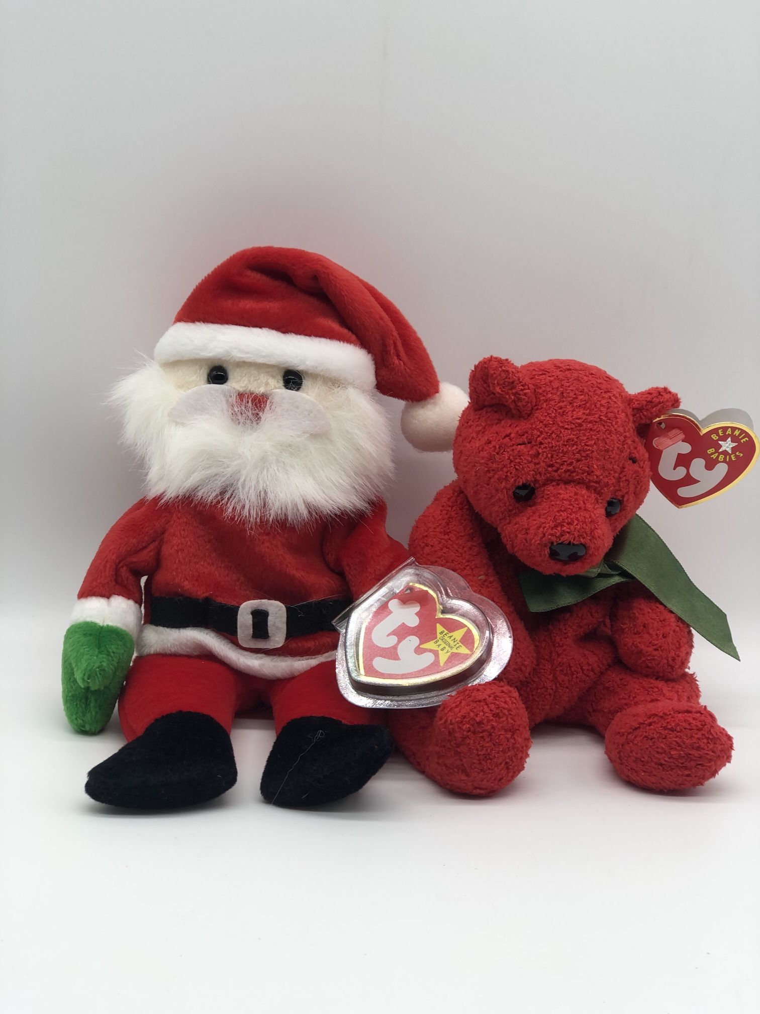 TY Beanie Babies-  Mistletoe The Bear & Santa Clause