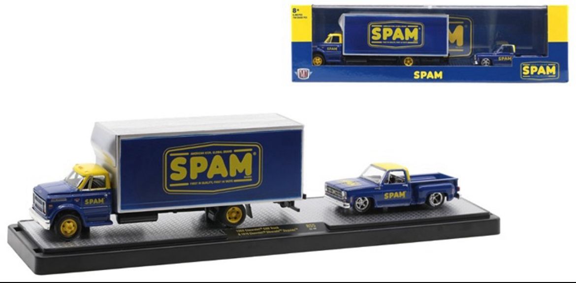 M2 Machines Spam Auto Hauler Set '68 Chevy C60 Truck & '79 Silverado -1:64-