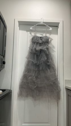 Zara Gray Tiered Tulle Ruffle Dress