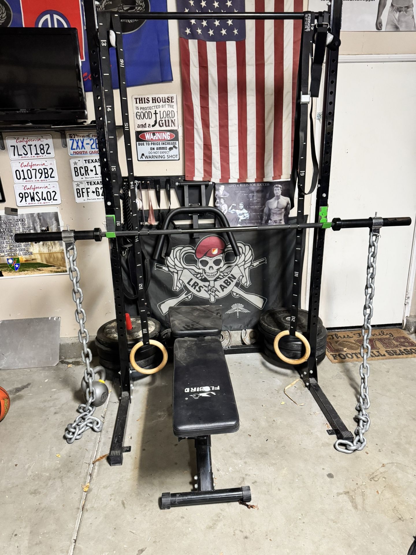 Squat Rack w/ Oly Bar & Chains