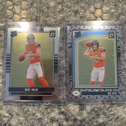 2024 Panini Donruss Optic Bo Nix Rated Rookie Blue Stars Prizm SP Broncos RC 209