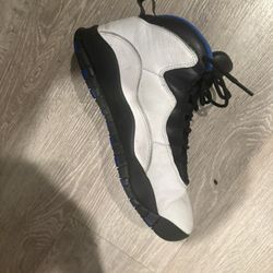 White And Blue Jordan's 10