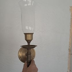 Brass Wall Sconces With Glass Globes (Matching Pair)