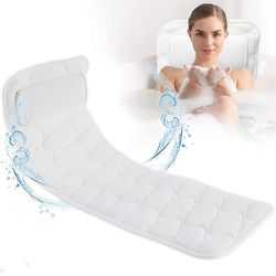 Full Body Bath Pillow, Upgraded Bath Pillows for tub with 10 Non-Slip Suction Cups & 4D Air Mesh Breathable, Spa Bathtub Pillow for Head Neck Shoulder