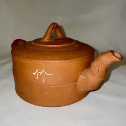 Chinese Yixing "Laughing Bamboo" Terracotta Clay Pottery Teapot Tea Pot