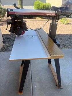 Craftsman 10” Radial Arm Saw 2 HP, 11.5 Amp Motor on Metal Stand w/ Wheels ~ *EXCELLENT CONDITION!*