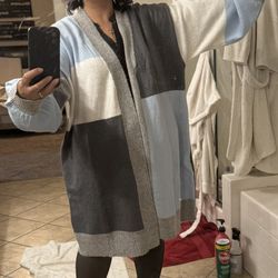 3 X Large Soft Light Blue And Gray Jacket 