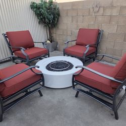 Patio Conversation Set With Fire Pit Table 