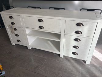 White Distressed Wood TV Stand or Cabinet