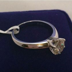 Genuine Silver 1 Ct Moissanite Solitaire Ring