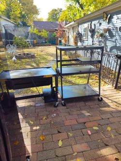2 Rolling Utility Carts with Outlets
