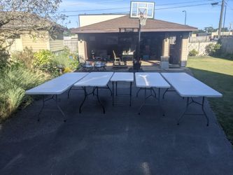 5 White Folding Tables Variety Sizes
