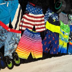Assorted Bathing Suits & Water Shoes 10/12