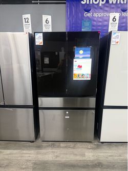 Samsung - Bespoke 36" 23 cu. ft. Counter Depth 4-Door Stainless Steel French Door Refrigerator with Family Hub in Charcoal Glass 🔥