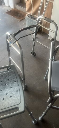 Take as set! Walker, shower chair and commode.