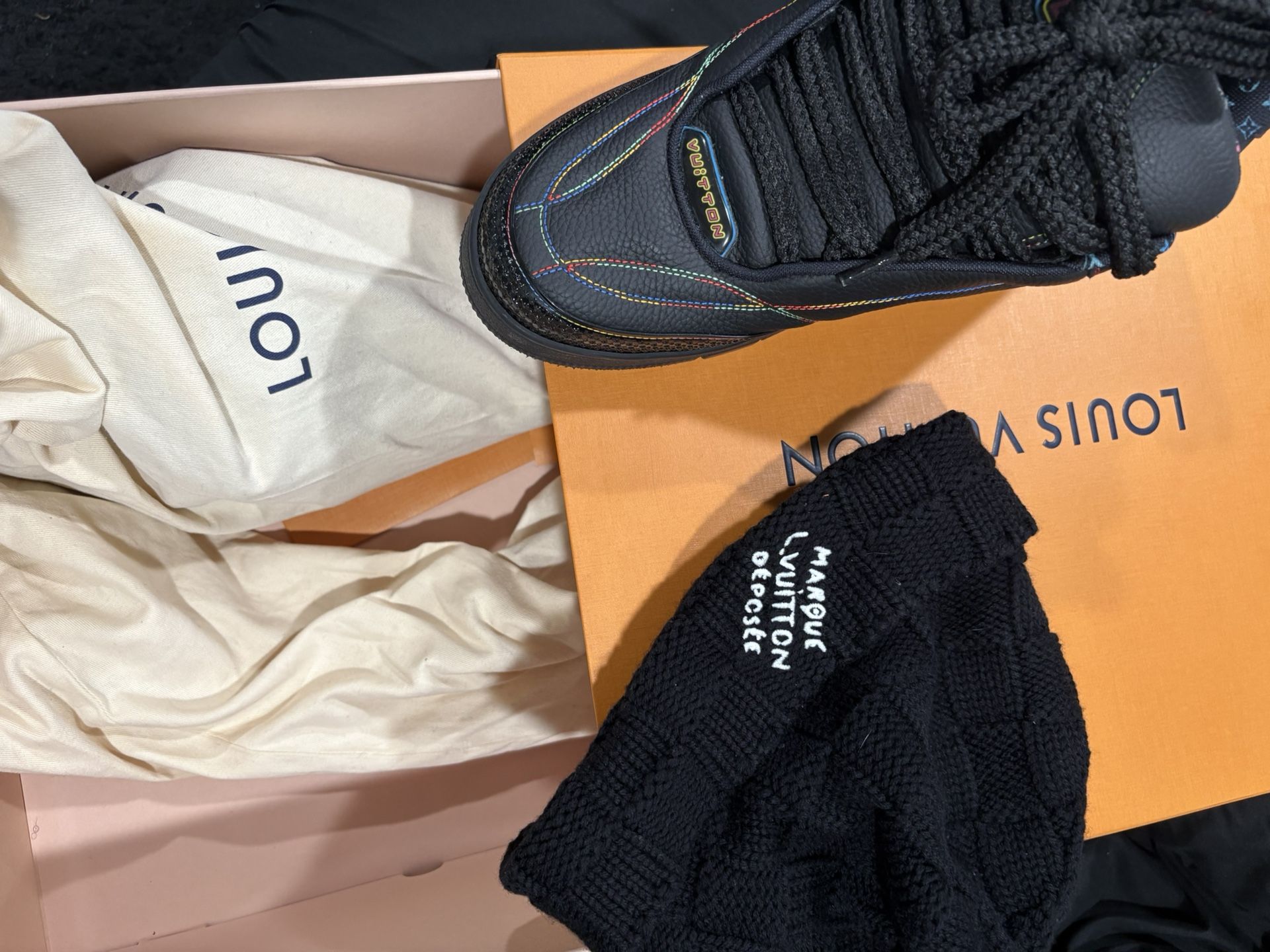 Loui Vuitton Beanie And Sneakers