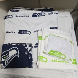 Seattle Seahawks Full / Queen Reversible Comforter and Sheet Set 7 pc