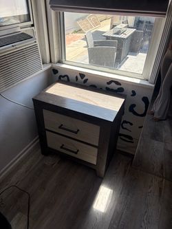Two-Drawer Nightstand with Dark Frame