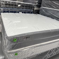 KING SIZE HYBRID MATTRESS & BOX SPRINGS BED SET
