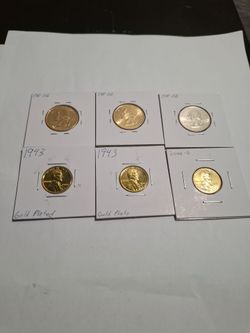 5Gold Plated State Quarters & Cents Lot +1chbu State quarter