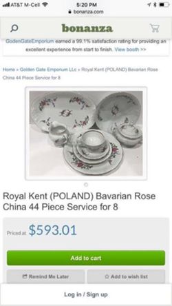 Royal Kent Bavarian rose China collection set