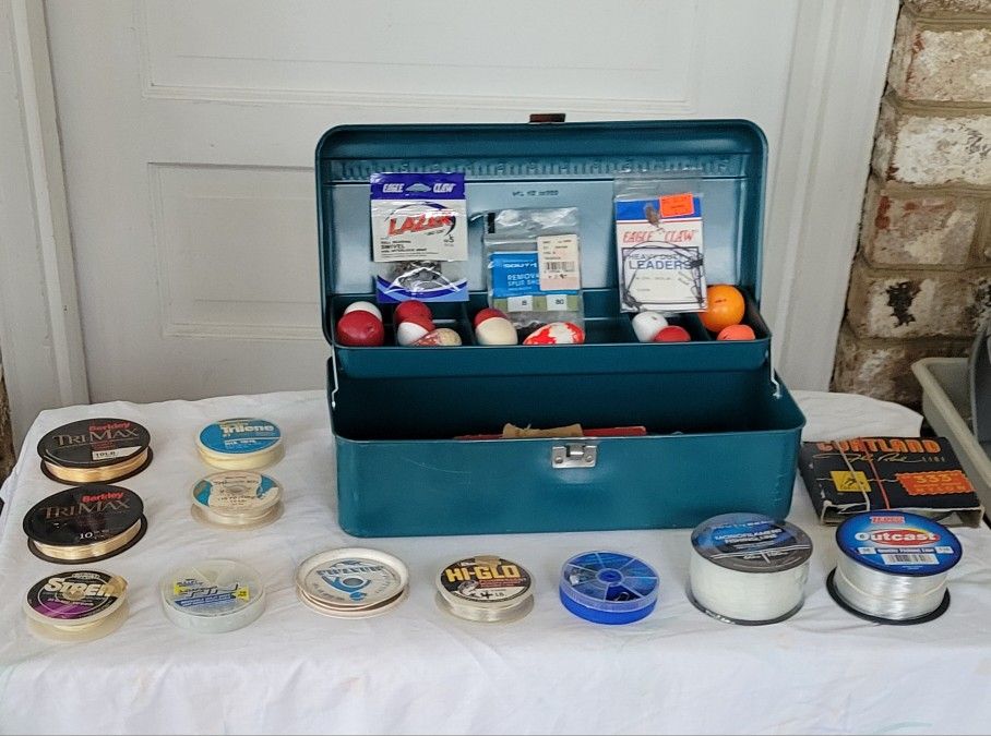 Fishing Metal Tackle Box, Plus Contents