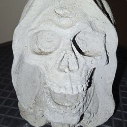 CONCRETE "HOODED" SKULL STATUE