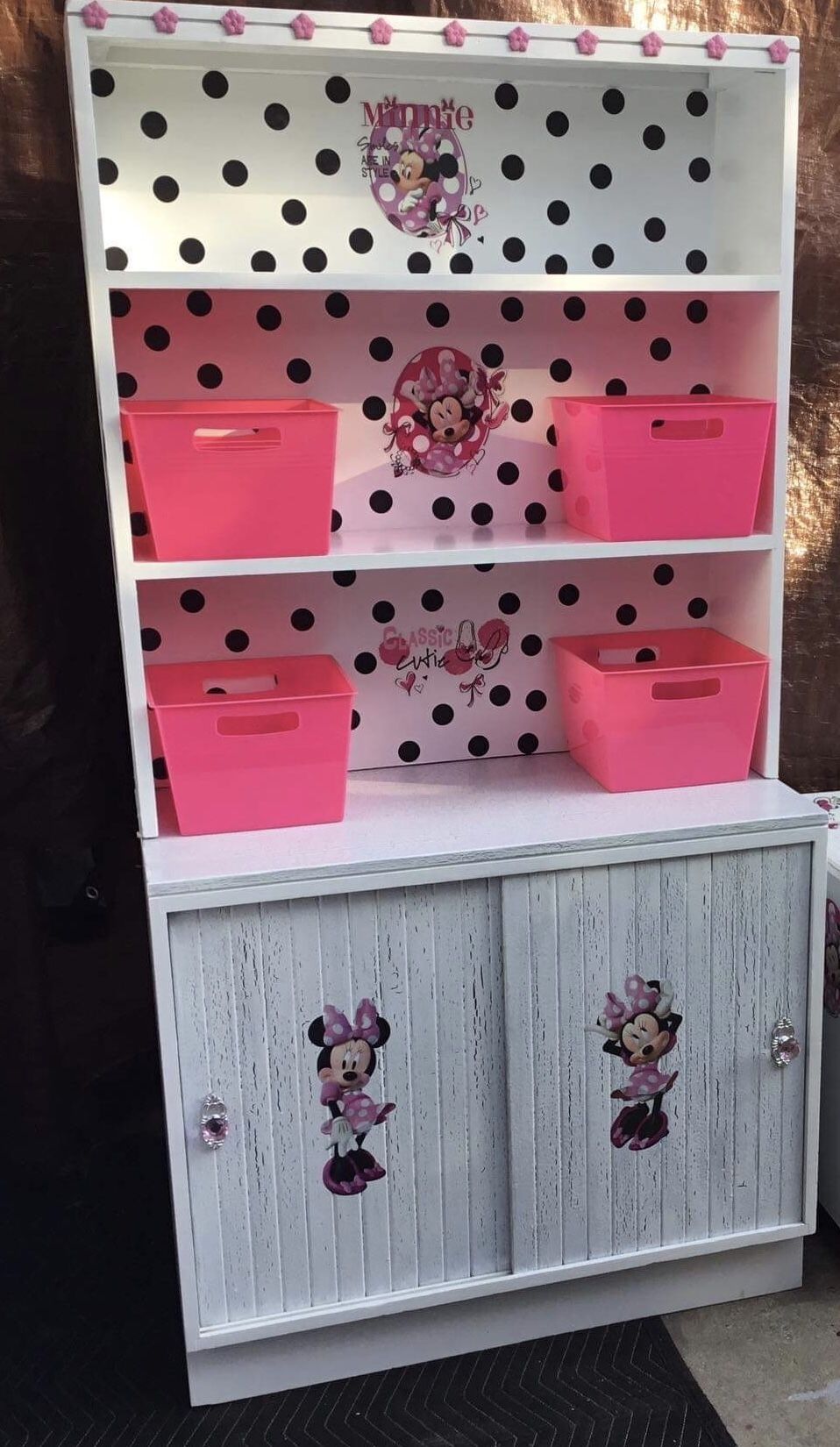 Polka Minnie Mouse Shelf Colors White And Pastels Are Two Pieces Has Been Refurbished