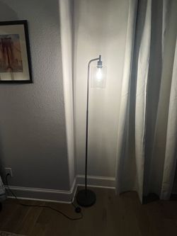 Modern Black Floor Lamp with Glass Shade