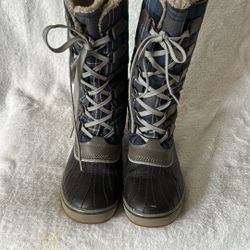 Winter Boots / Sorel Blue and Green / With Fur Trim