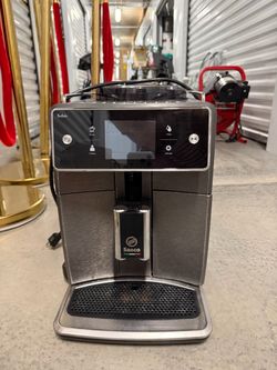 Philips Saeco Xelsis Super Automatic Espresso Machine - LatteDuo Milk System, 15 Coffee Varieties, 6 User Profiles, Touchscreen, Black & Titanium