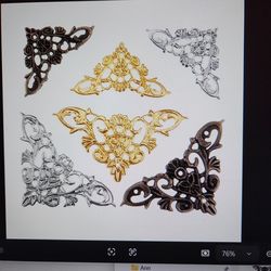 Four piece vintage style metal triangle corner protectors - 12 different packs