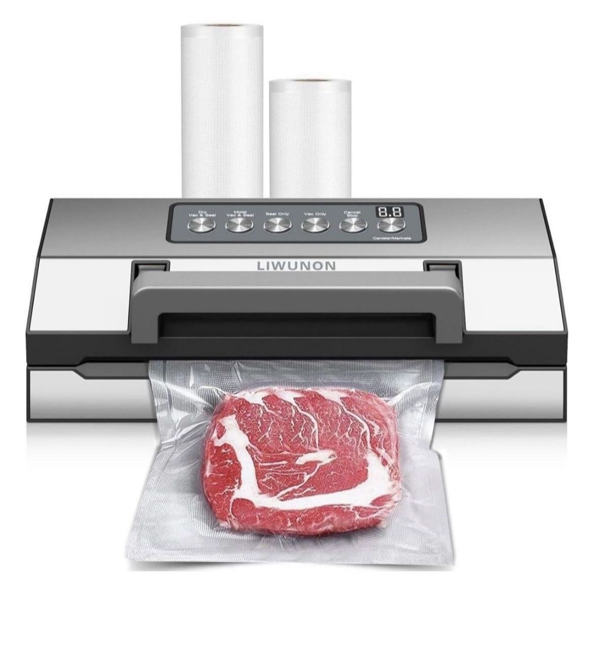 LIWUNON Stainless Steel Food Vacuum Sealer Machine, Double Heat Seal, All-in-One Versatile for All Foods, Large Bag Storage 🆕👍•Typical Price $159.99