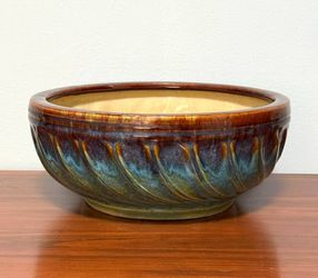 Vintage Glaze Bowl Pottery Planter Cache Pot Decor