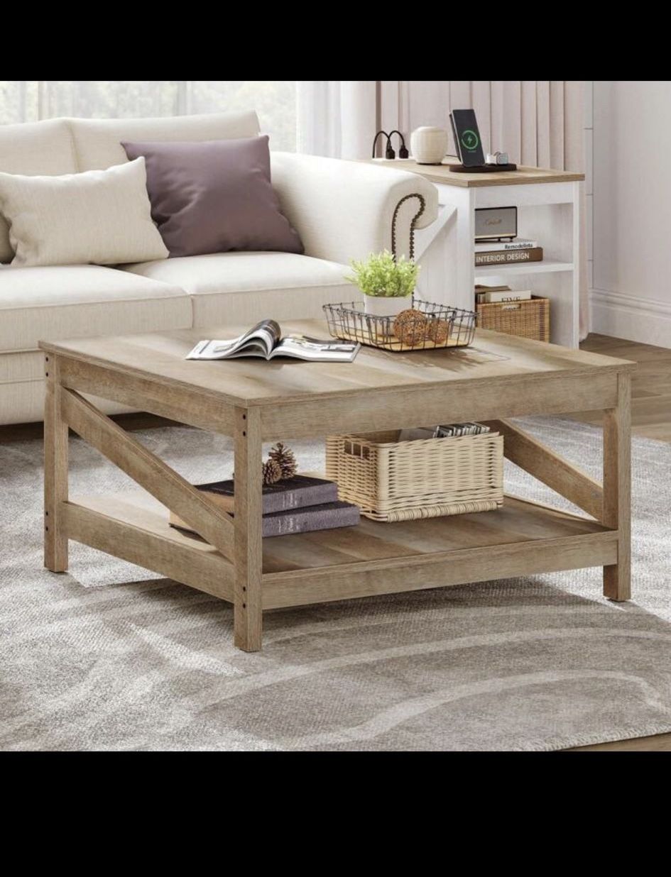 Rustic Wood Coffee Table – Like New