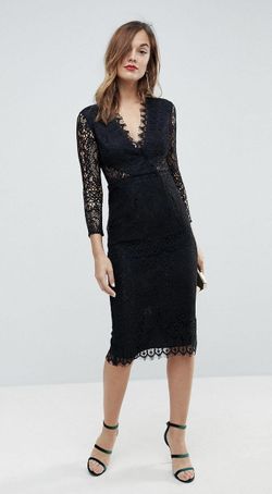 NWT ASOS Black Lace Midi Dress 
