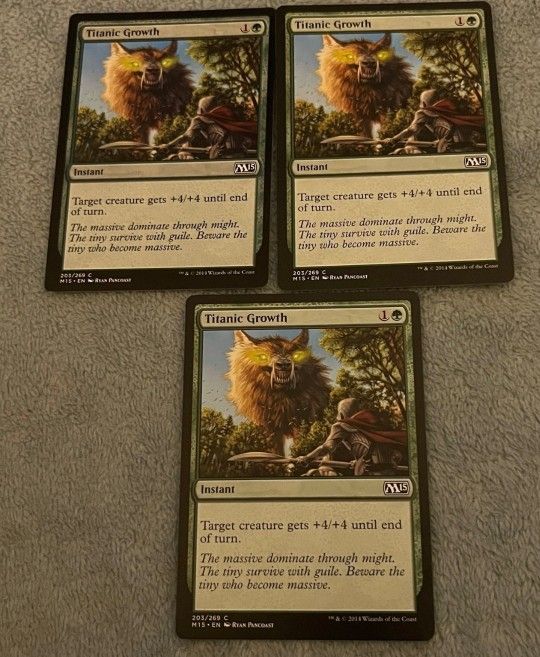 3x MTG Titanic Growth Magic 2015 203/269