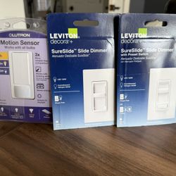 Brand New Lutron Motion Sensor + Leviton Dimmer Switches (3 Pack)