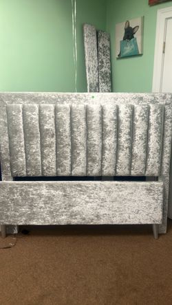 Silver Crushed Velvet Bed Frame