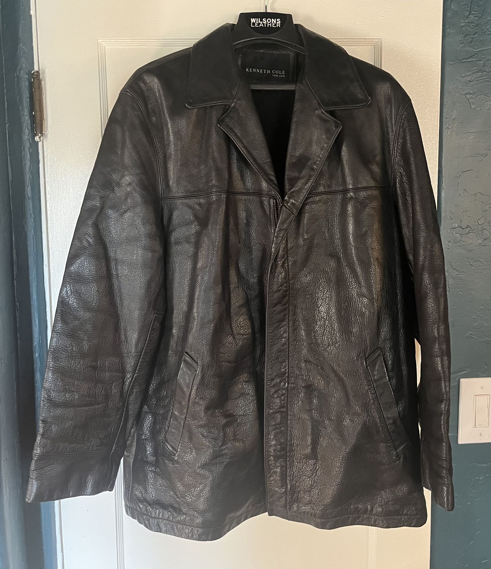 Kenneth Cole New York Men’s Leather Coat / Jacket -size Large