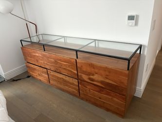 CB2 Wood Dresser With Glass Top