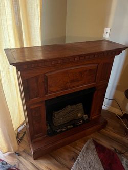 Electric Fireplace with Wood Mantel