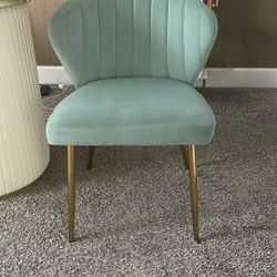 2 TURQUOISE VELVET CHAIRS