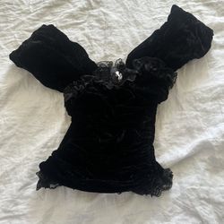 Vintage Velvet Lace Corset Top